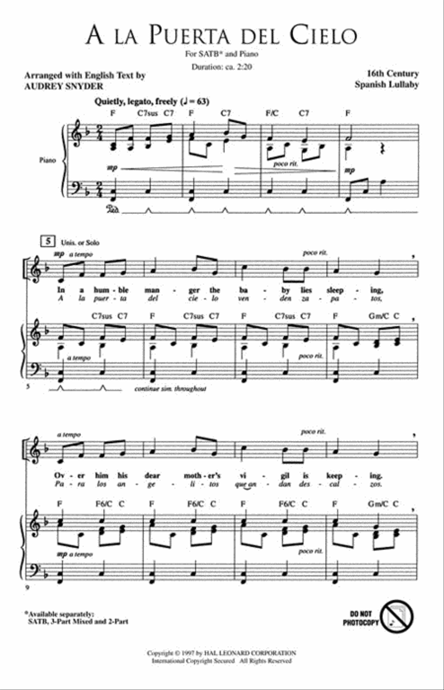 A la Puerta del Cielo 4-Part scores gallery preview page 2