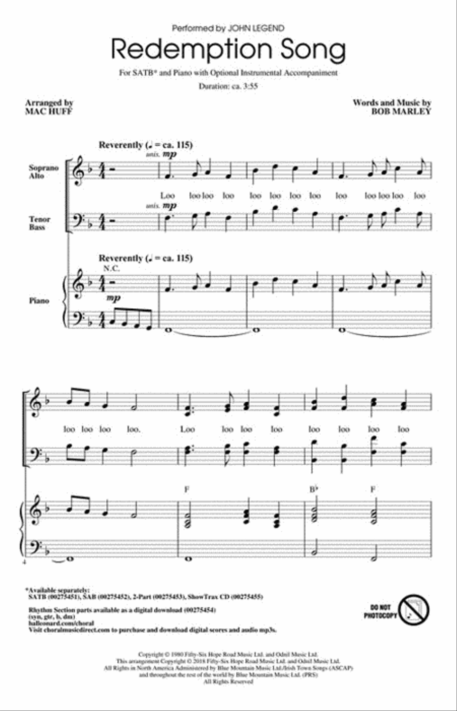 Redemption Song Choir scores gallery preview page 2