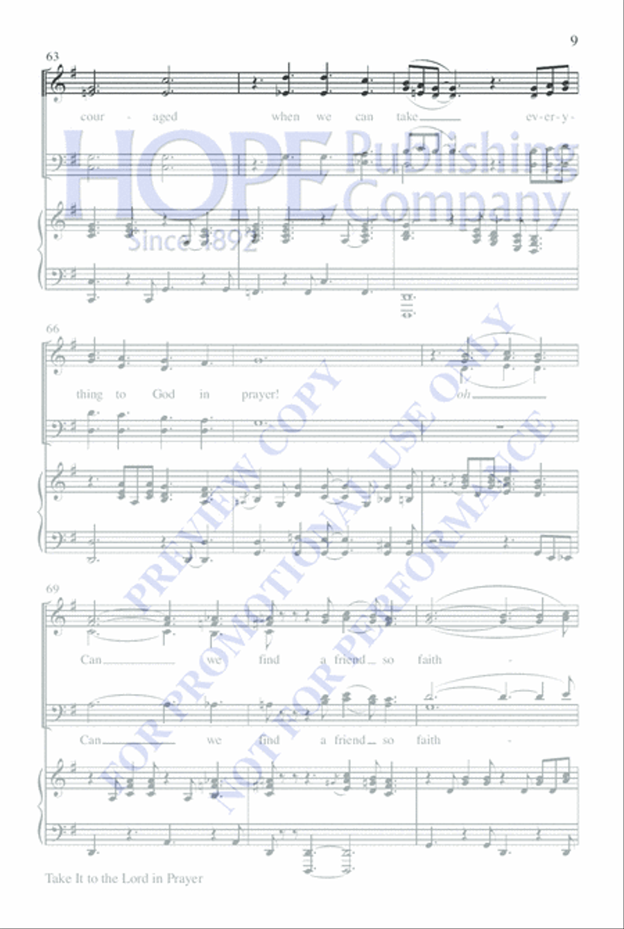 Take It to the Lord In Prayer 4-Part scores gallery preview page 9