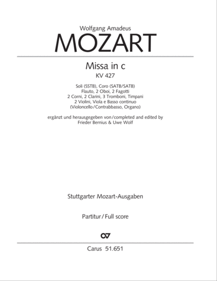 C Minor Mass, K. 427 (Missa in c KV 427) 4-Part scores gallery preview page 2