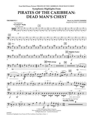 Book cover for Soundtrack Highlights from Pirates Of The Caribbean: Dead Man's Chest - Trombone 1