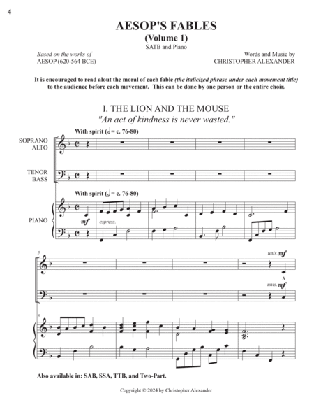 Aesop's Fables (Volume 1) (SATB) image number null