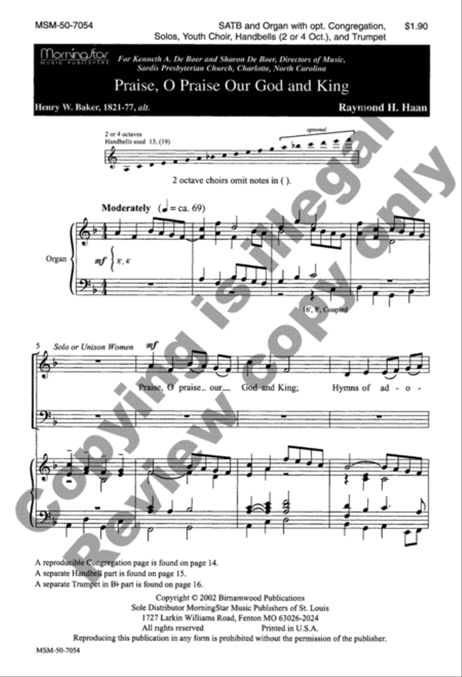 Praise, O Praise Our God and King 4-Part scores gallery preview page 10