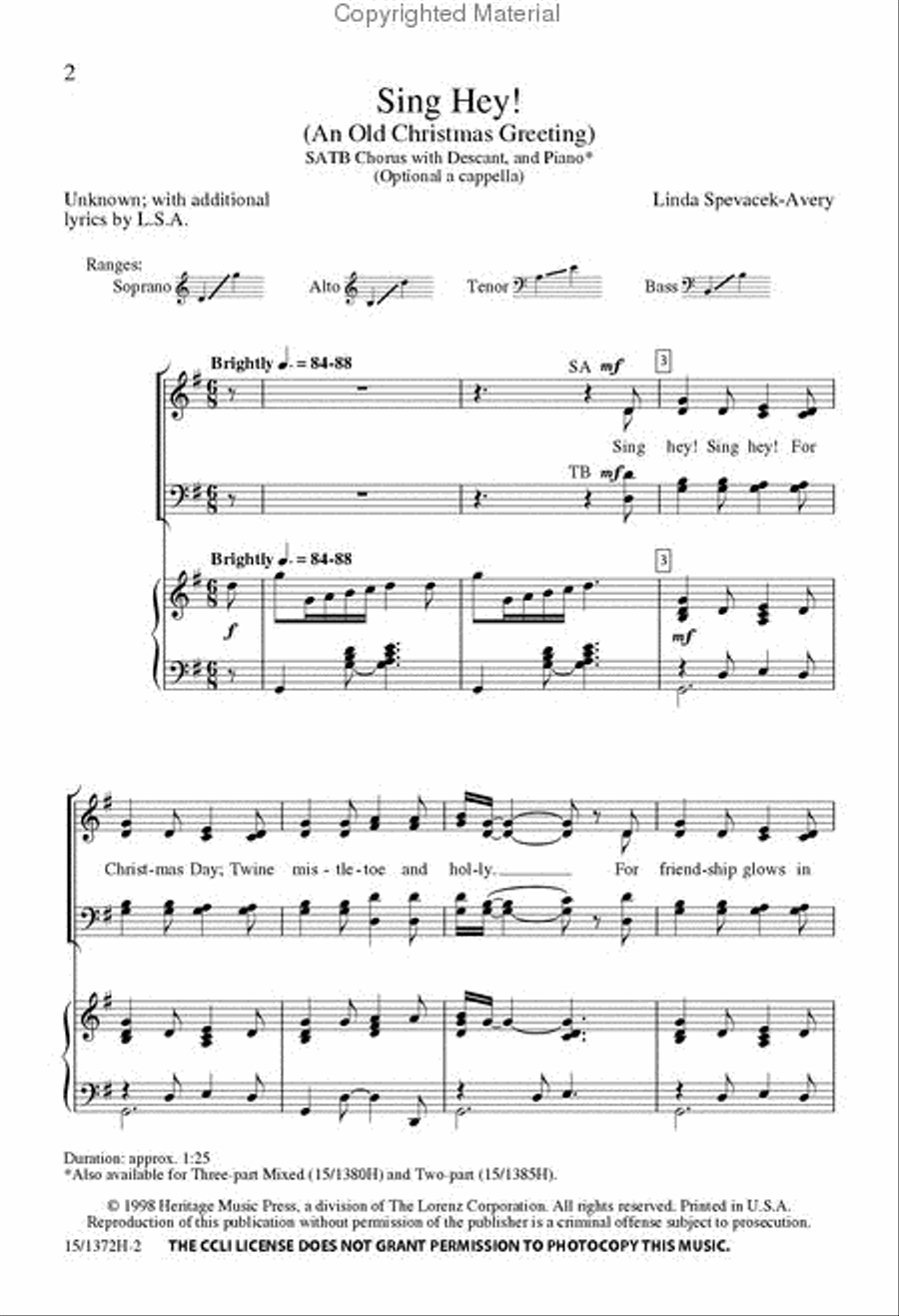 Sing Hey Sing Hey 4-Part scores gallery preview page 2