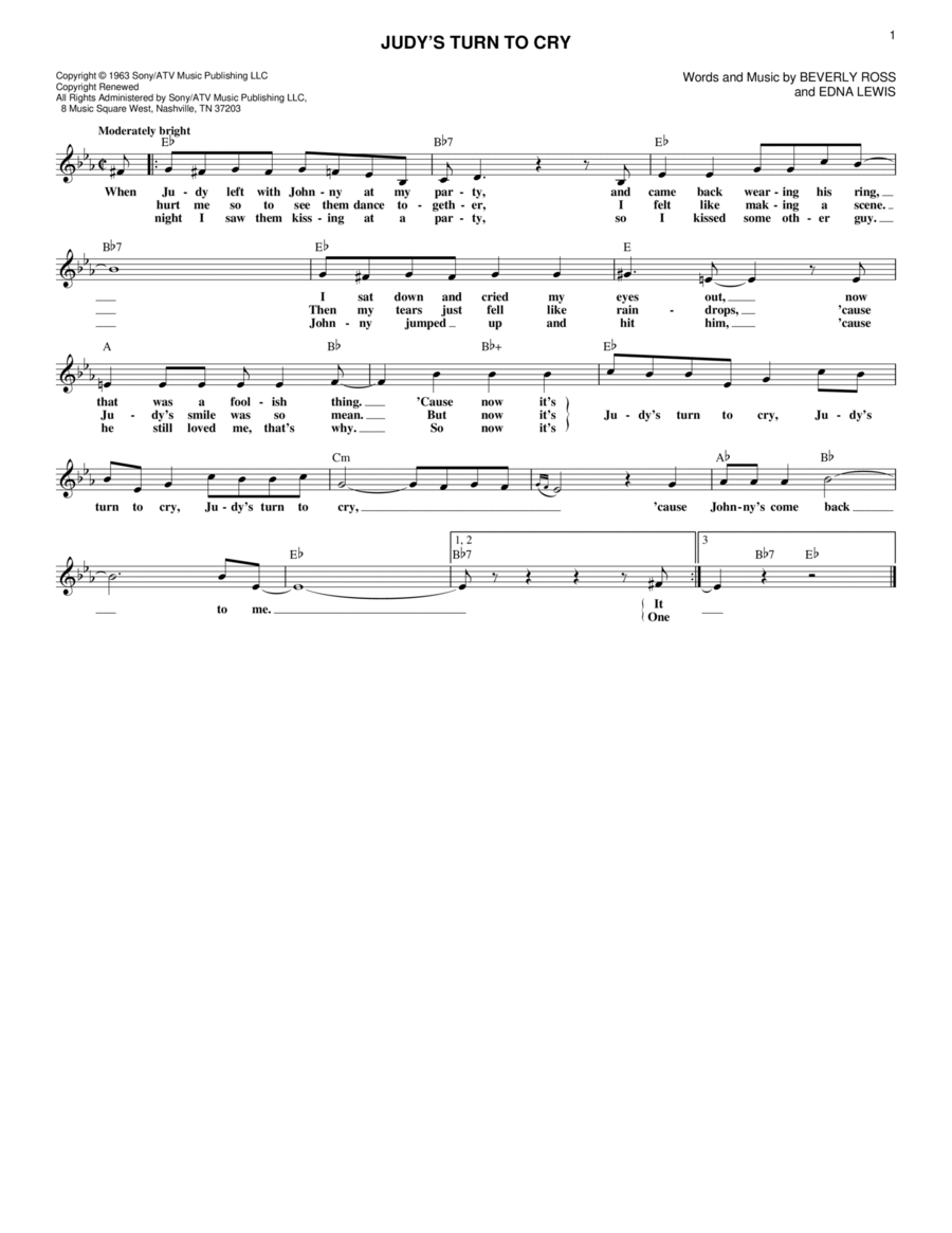 Judy's Turn To Cry Piano scores gallery preview page 1