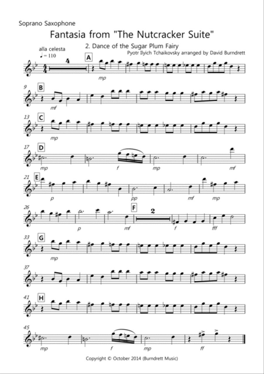 Dance of the Sugar Plum Fairy (fantasia from Nutcracker) for Saxophone Quartet Saxophone Quartet scores gallery preview page 4