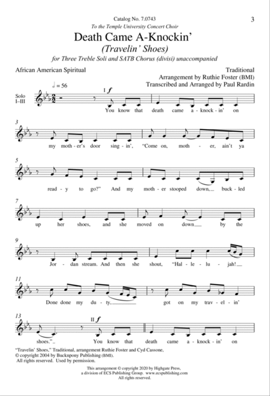 Death Came A-Knockin’ Death Came A-Knockin’ Divisi scores gallery preview page 2