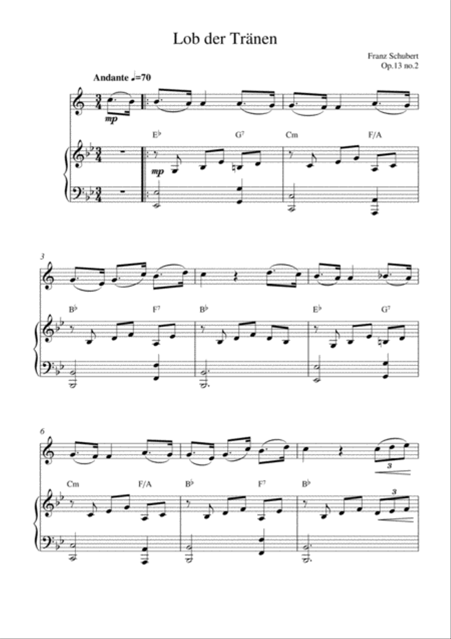 Lob der Tränen (Op.13 no.2) Clarinet Solo scores gallery preview page 1