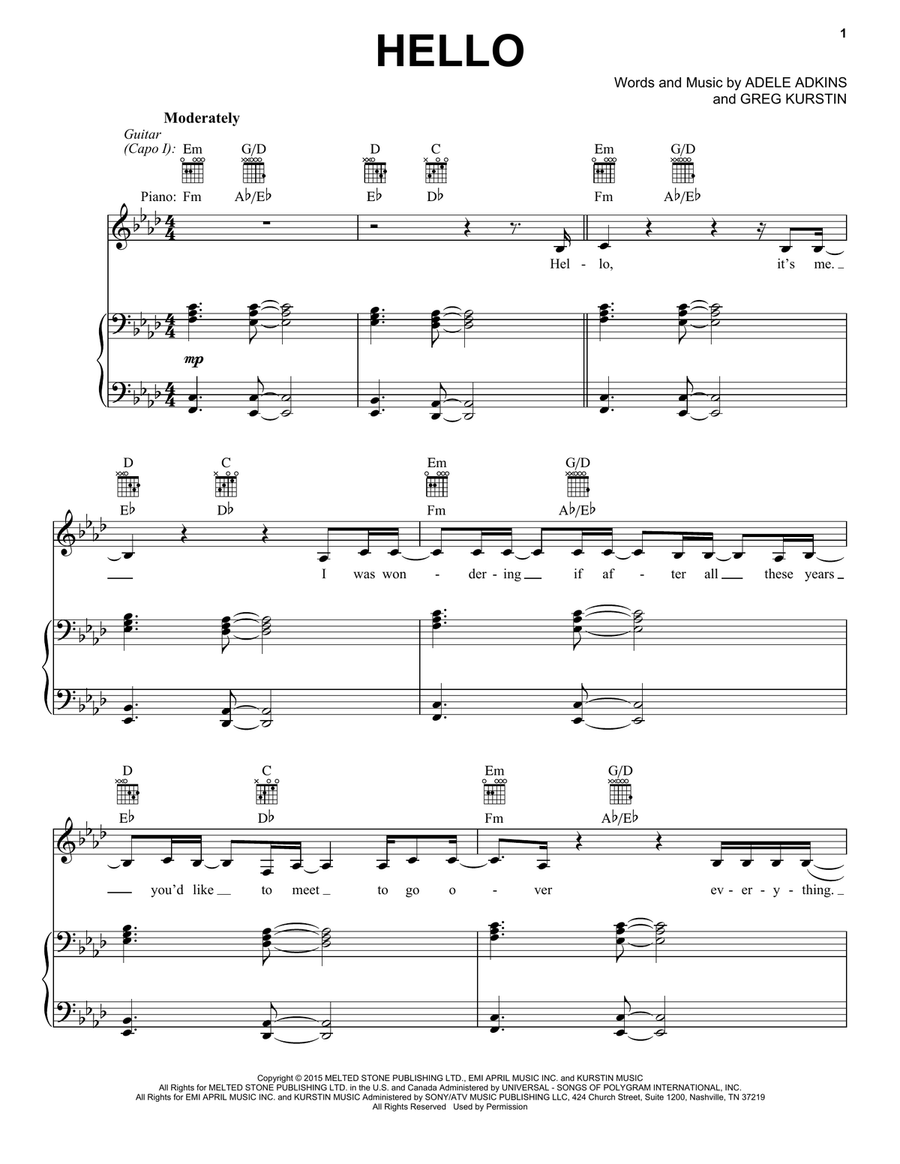Hello Piano, Vocal scores gallery preview page 1