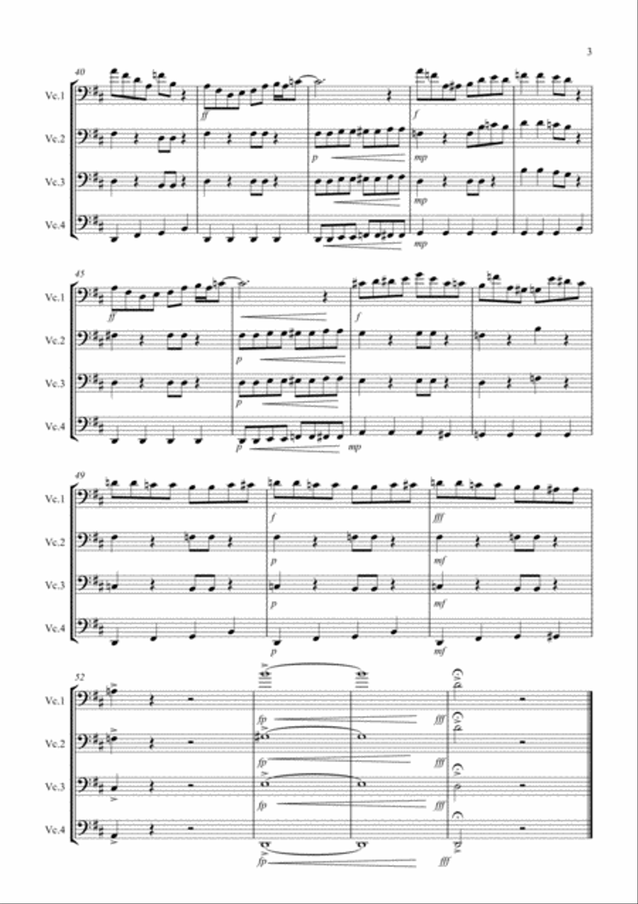 Laundrette Blues! for Cello Quartet Cello Solo scores gallery preview page 3