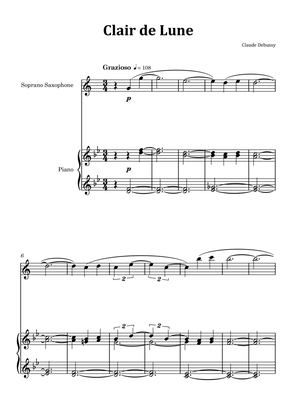 Clair de Lune by Debussy - Soprano Saxophone and Piano