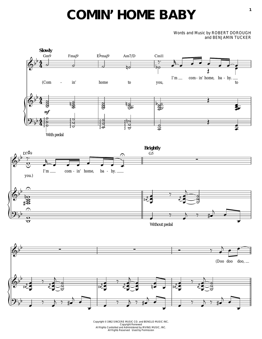 Comin' Home Baby Comin' Home Baby Piano, Vocal scores gallery preview page 1