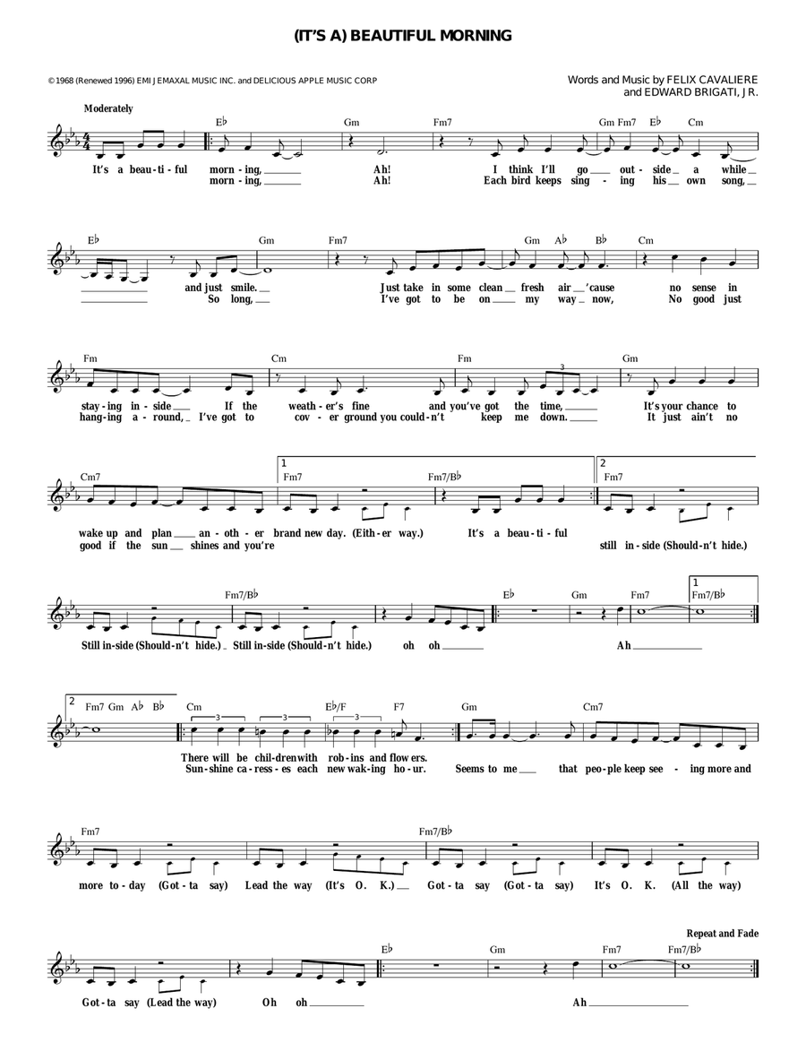 (It's A) Beautiful Morning Electric Guitar scores gallery preview page 1