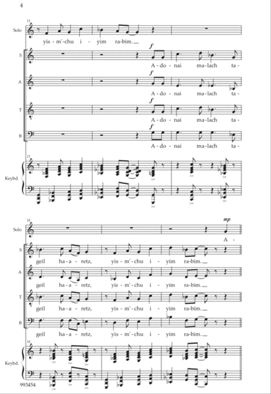 Adonai Malach Satb, Solo, Keyboard Sacred Chroal 4-Part scores gallery preview page 2