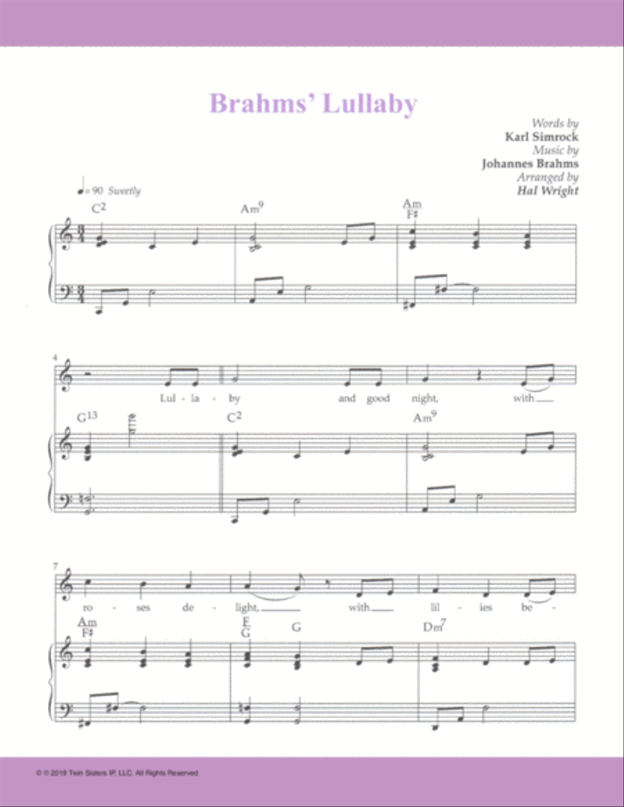 Brahm’s Lullaby Brahm’s Lullaby Voice scores gallery preview page 1