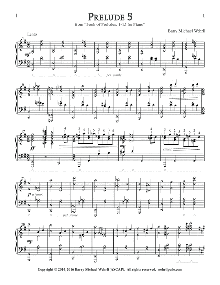 Prelude 5 from "Book of Preludes: 1-15 for Piano" image number null