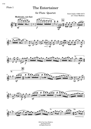 The Entertainer by Joplin - Flute Quartet (Individual Parts)