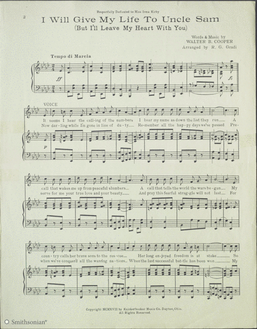 I Will Give My Life to Uncle Sam, But I'll Leave My Heart With You 3-Part scores gallery preview page 2