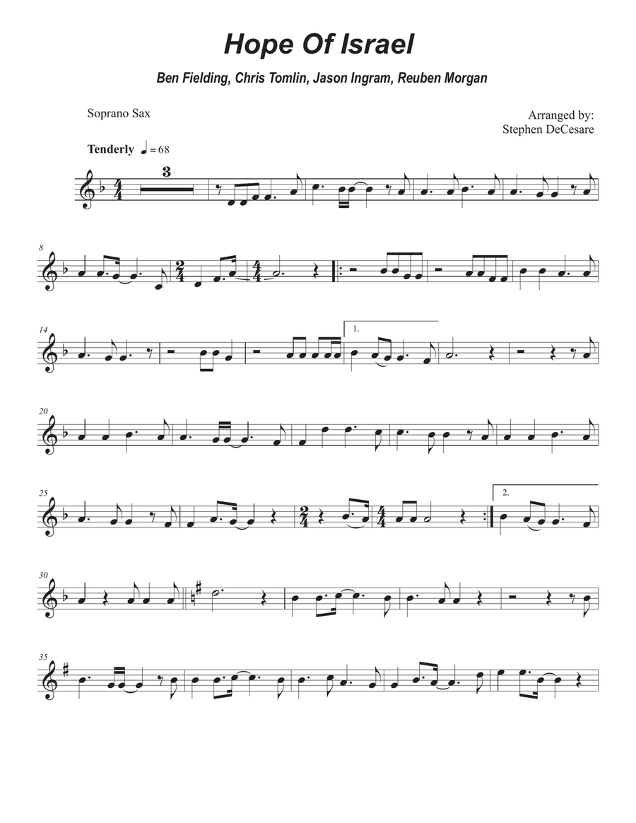 Hope Of Israel Tenor Saxophone scores gallery preview page 5