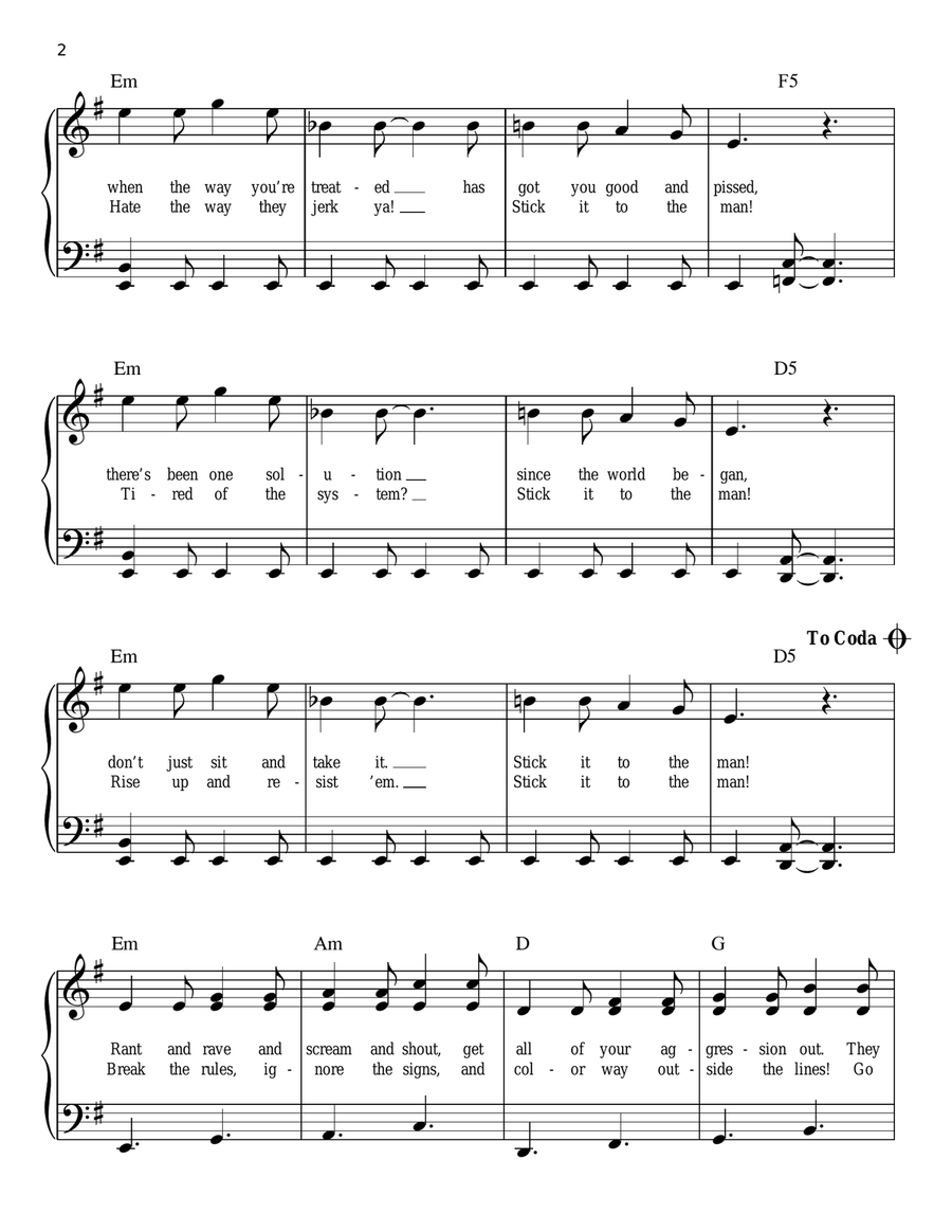Stick It To The Man (from School of Rock: The Musical) Easy Piano scores gallery preview page 2