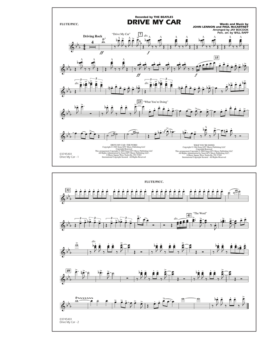 Drive My Car - Flute/Piccolo