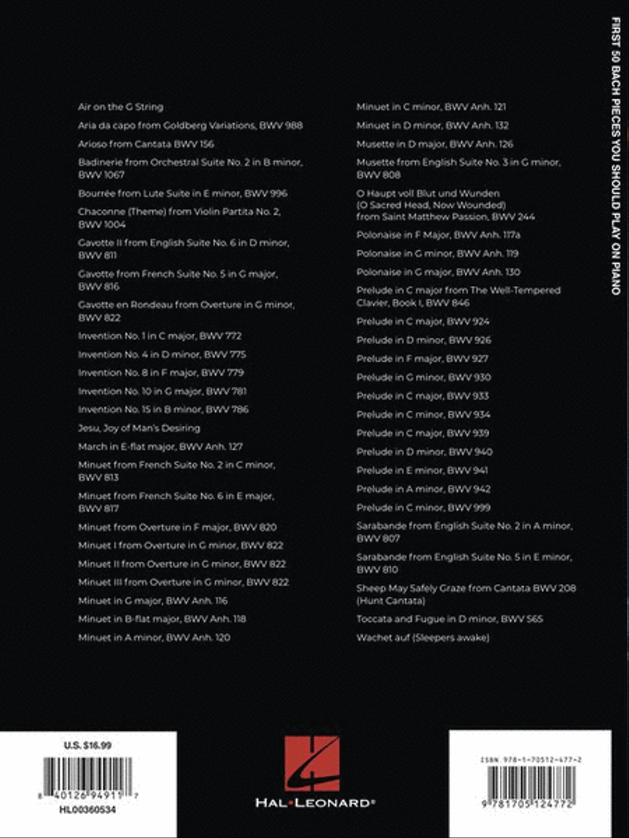 First 50 Bach Pieces You Should Play on the Piano Piano Solo scores gallery preview page 8