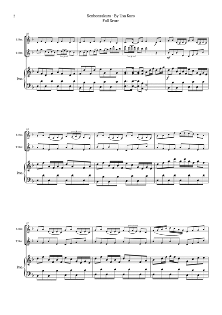 Senbonzakura Woodwind Duet scores gallery preview page 2