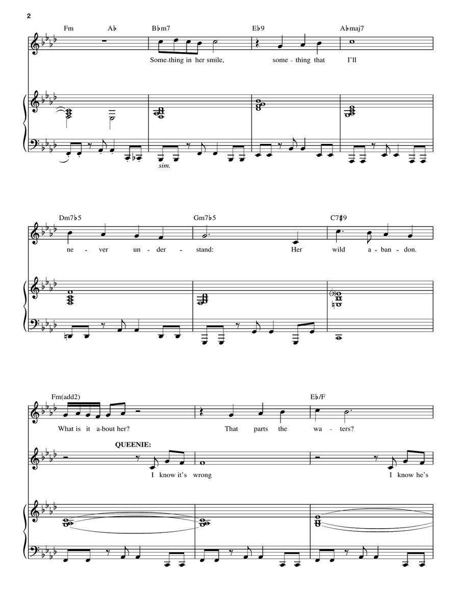 What Is It About Her? What Is It About Her? Piano, Vocal, Guitar scores gallery preview page 2