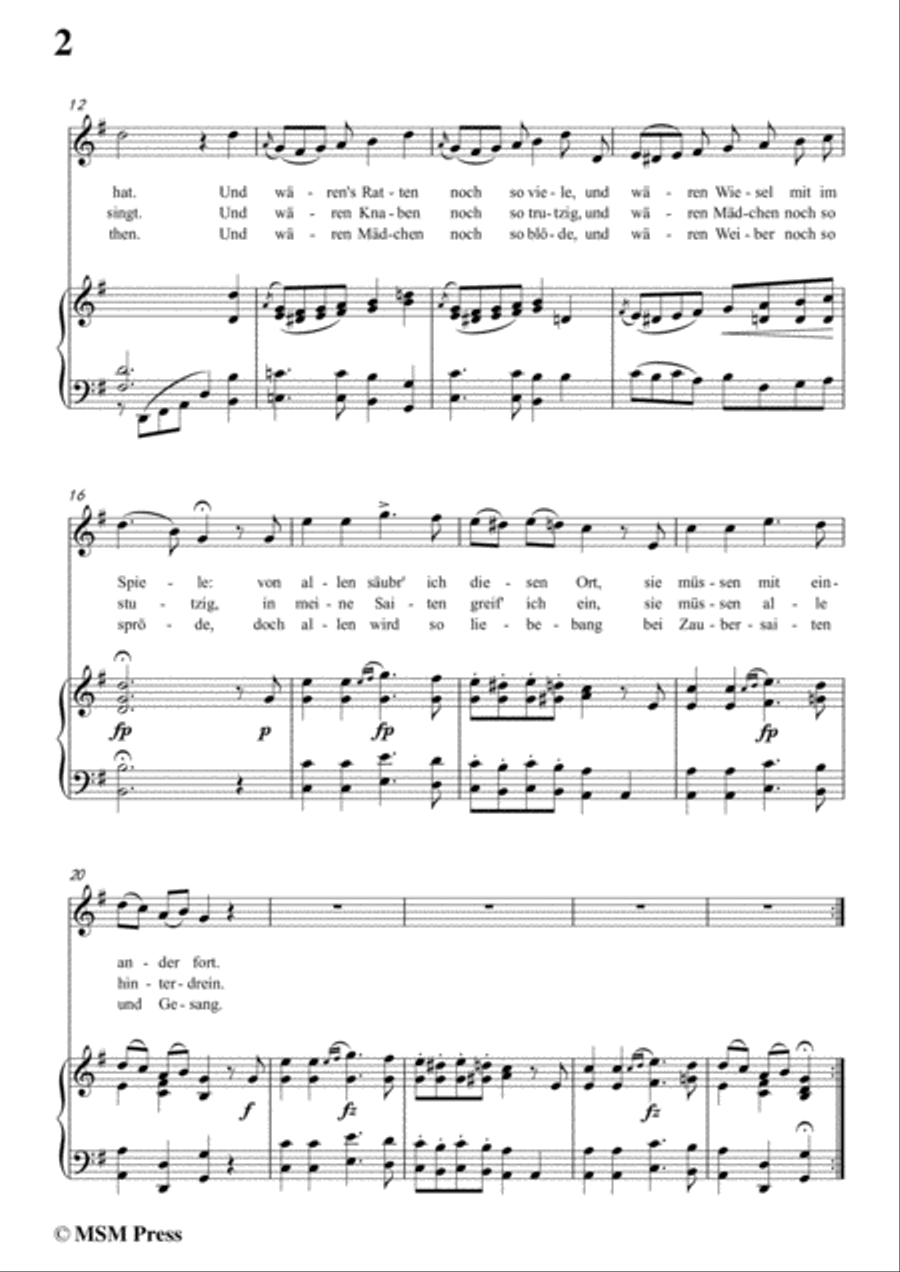 Schubert-Der Rattenfänger,in G Major,for Voice&Piano Voice scores gallery preview page 4