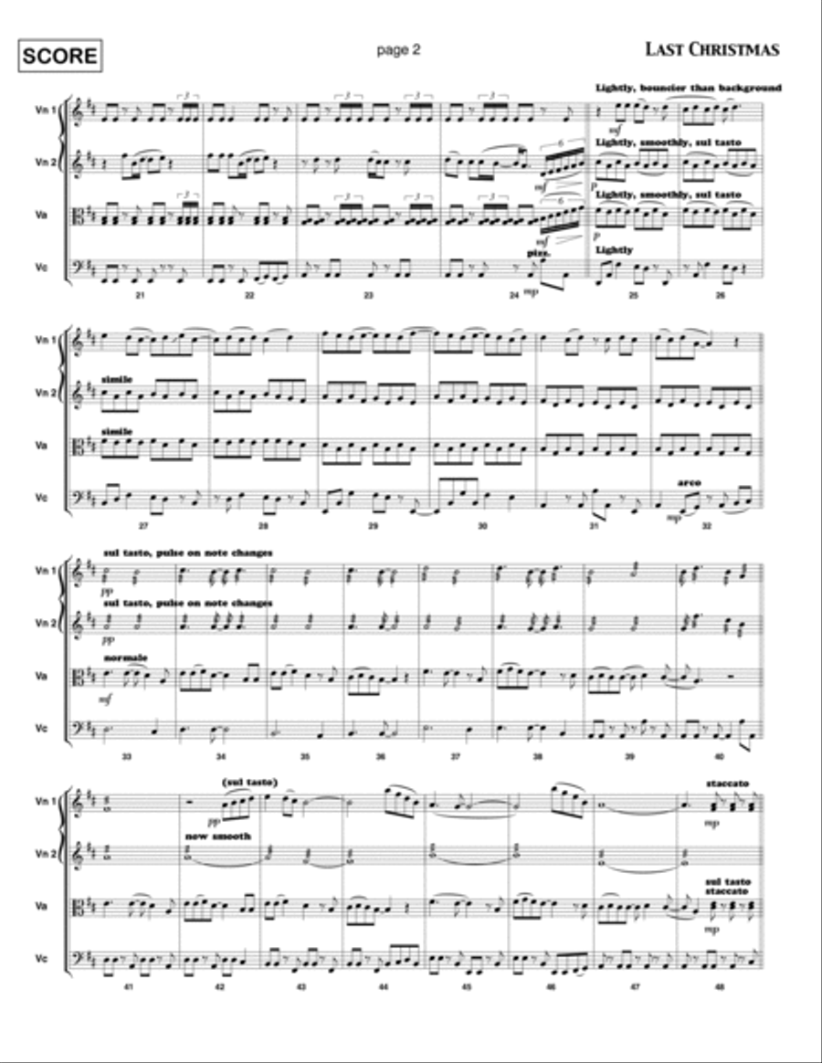 Last Christmas - Full Score by Vitamin String Quartet Last Christmas - Full Score by Vitamin String Quartet