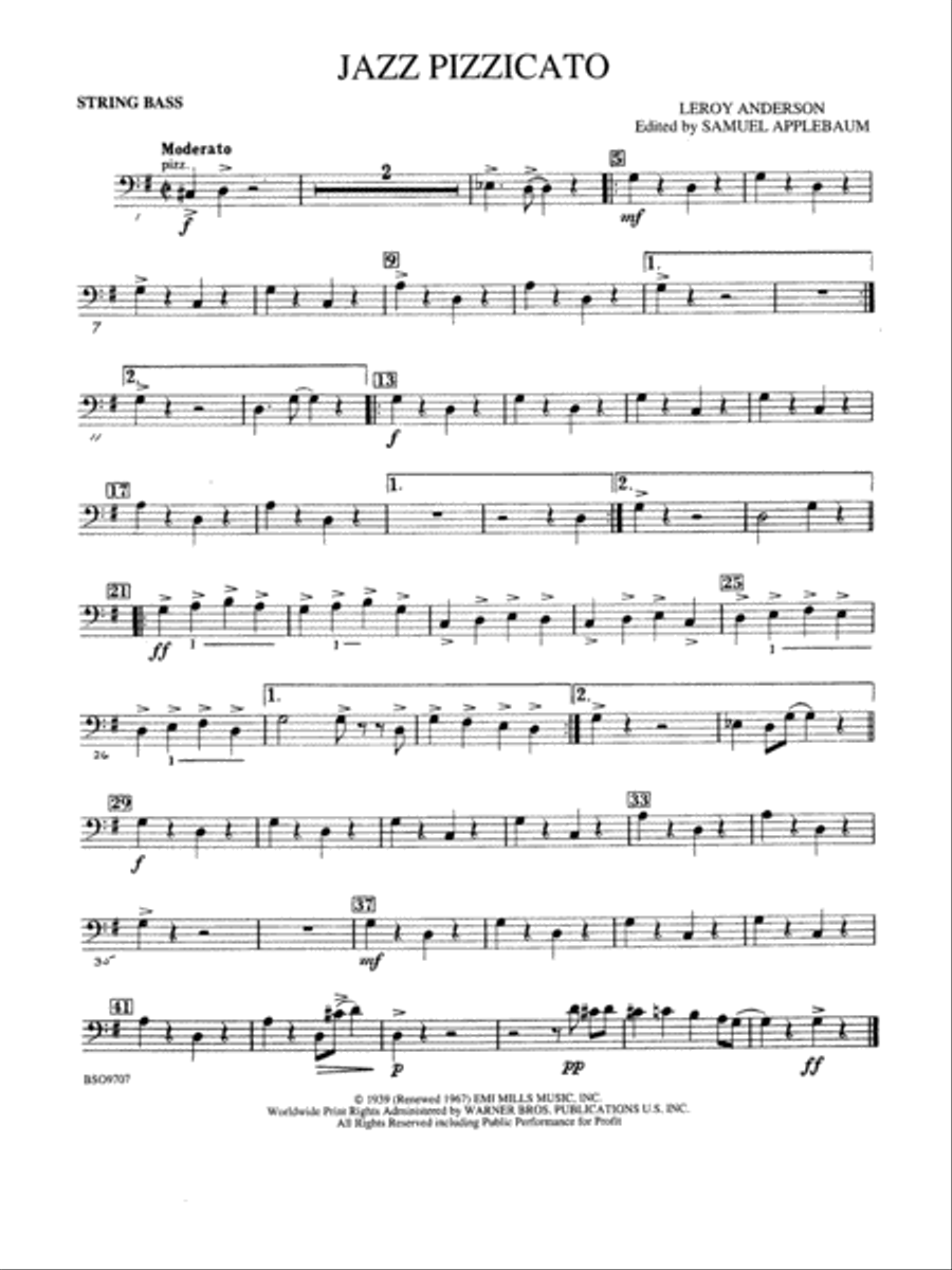 Jazz Pizzicato: String Bass String Orchestra scores gallery preview page 1