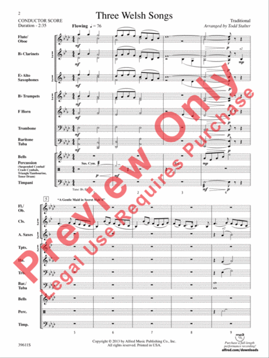 Three Welsh Songs Concert Band scores gallery preview page 3