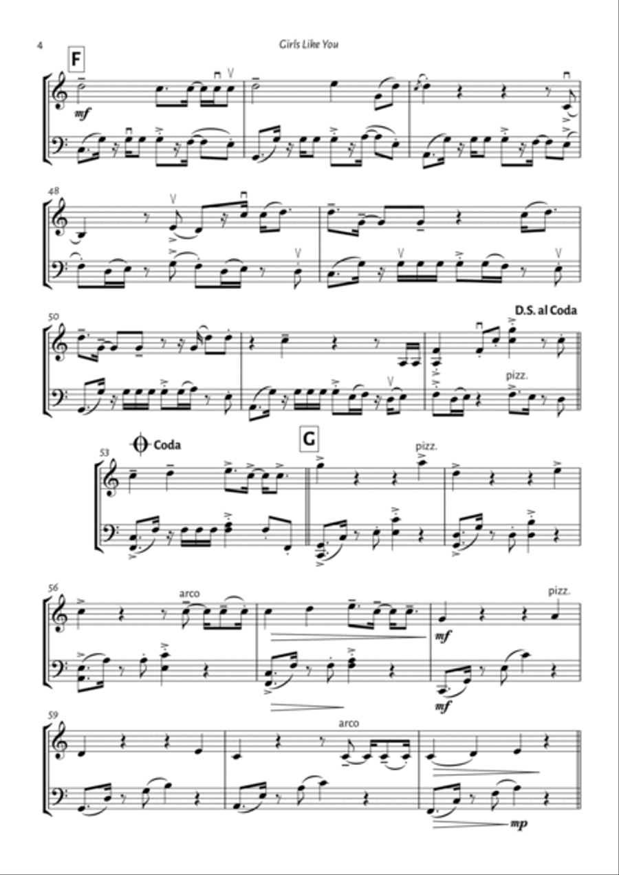 Girls Like You String Duet scores gallery preview page 4
