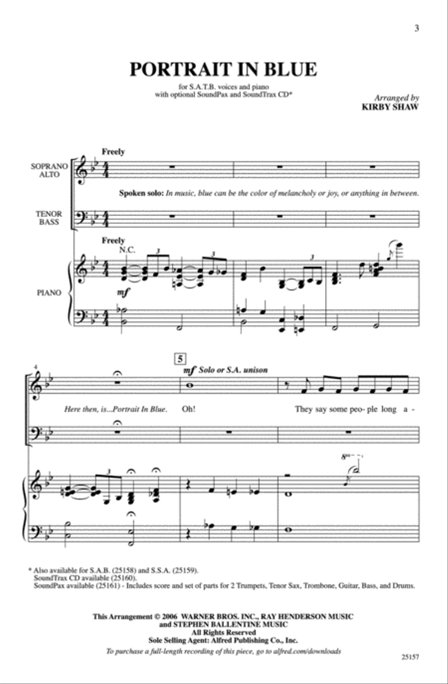 Portrait in Blue 4-Part scores gallery preview page 2