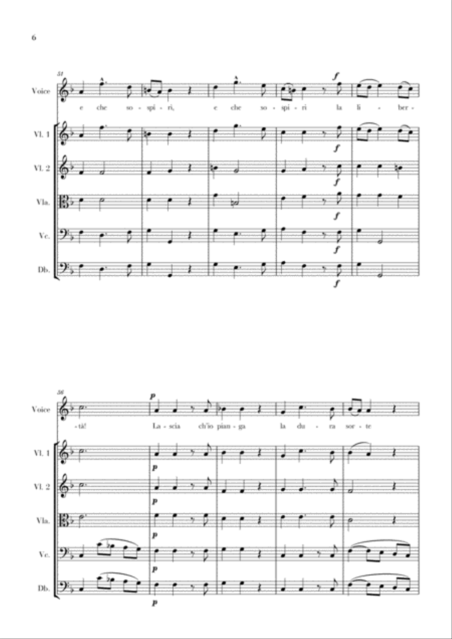 Haendel - Lascia ch’io pianga (for Soprano and String Quintet) String Quartet scores gallery preview page 6