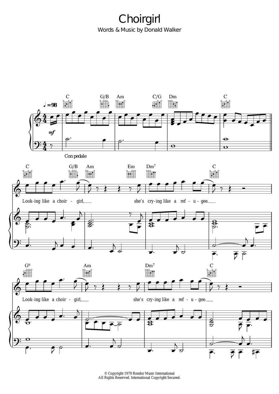 Choirgirl Piano, Vocal scores gallery preview page 1