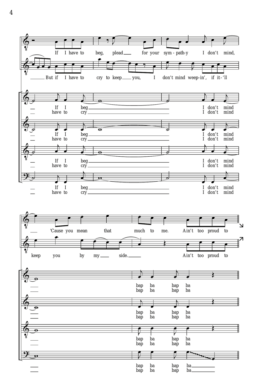 Ain't Too Proud To Beg (arr. Deke Sharon) 4-Part scores gallery preview page 3