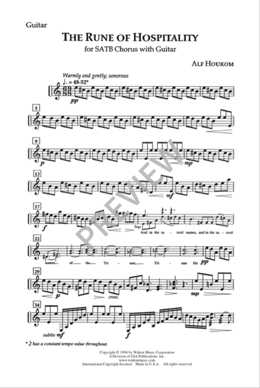 The Rune of Hospitality (Guitar Part) Choir scores gallery preview page 3