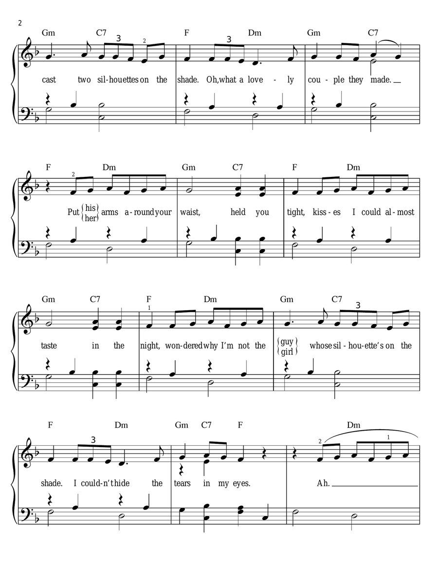 Silhouettes Silhouettes Easy Piano scores gallery preview page 2