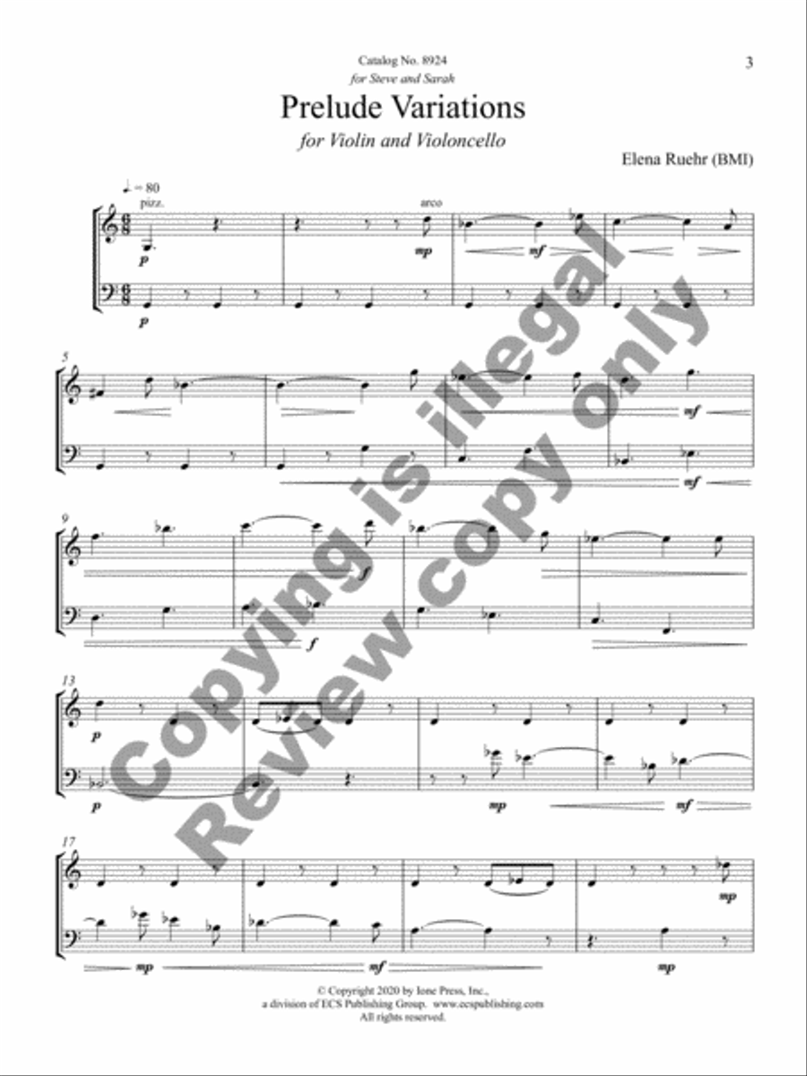 Prelude Variations Cello scores gallery preview page 3
