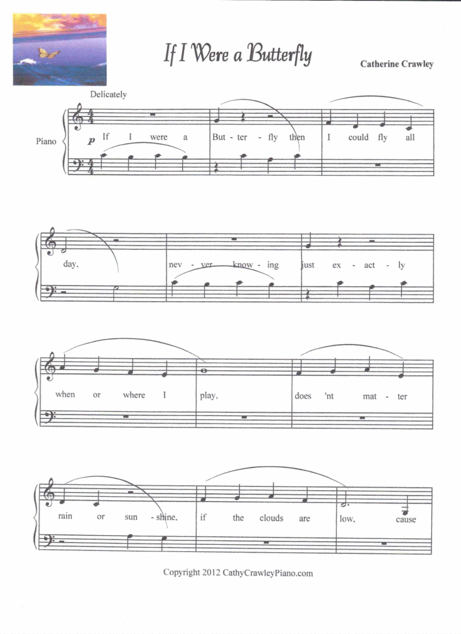 If I were a butterfly Easy Piano scores gallery preview page 1
