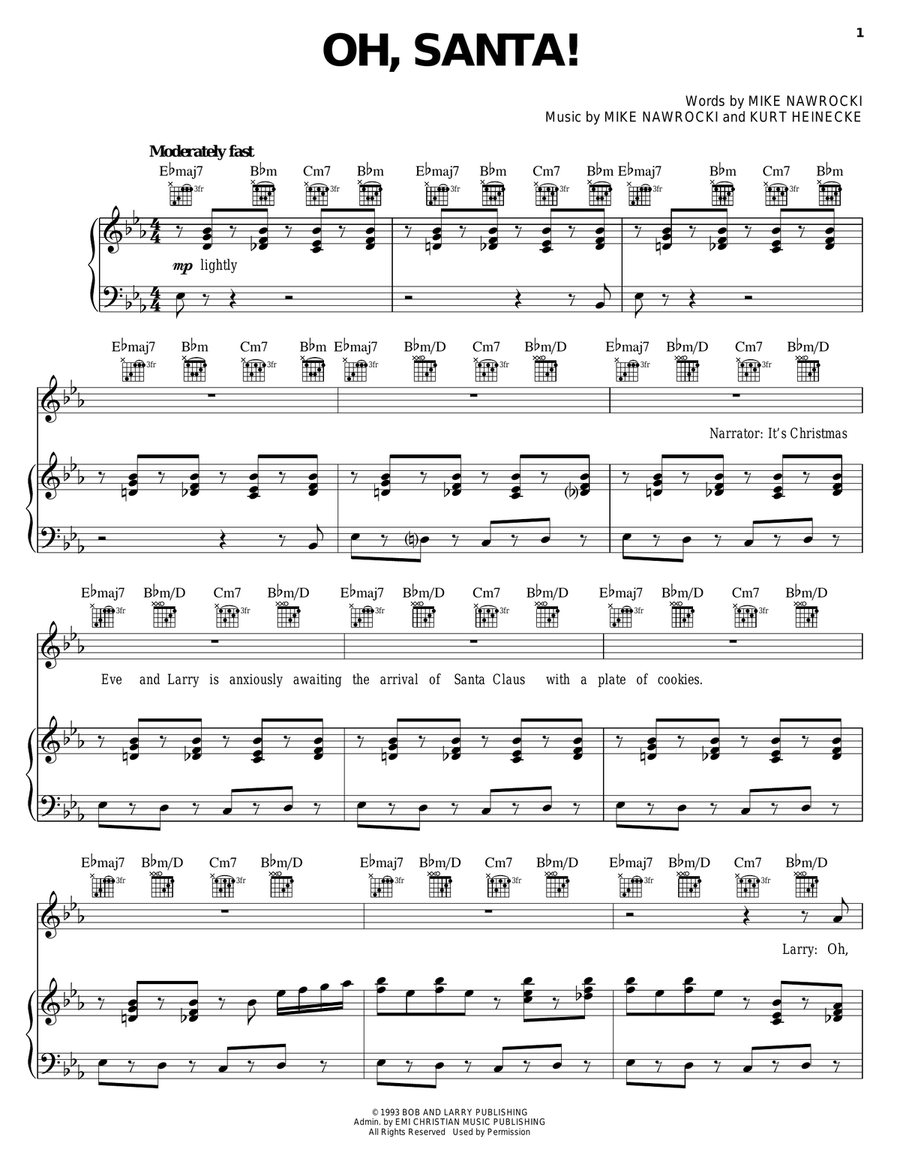 Oh, Santa! Piano, Vocal, Guitar scores gallery preview page 1
