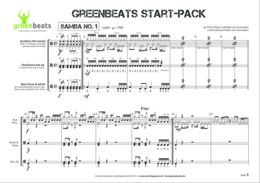 START PACK (greenbeats) - 7 Pieces for Percussion Ensemble Percussion Ensemble scores gallery preview page 2