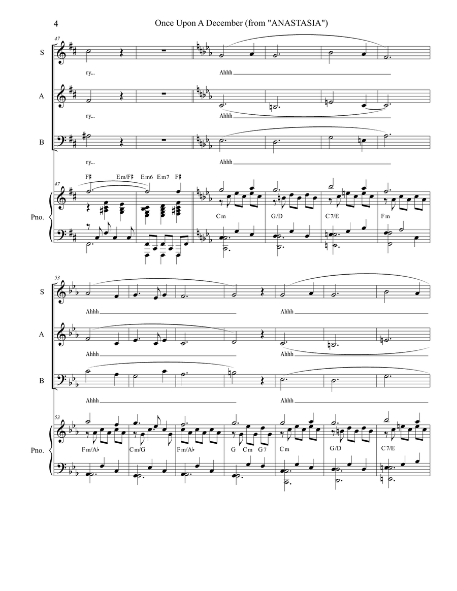 Once Upon A December from the Twentieth Century Fox Motion Picture ANASTASIA 3-Part scores gallery preview page 4