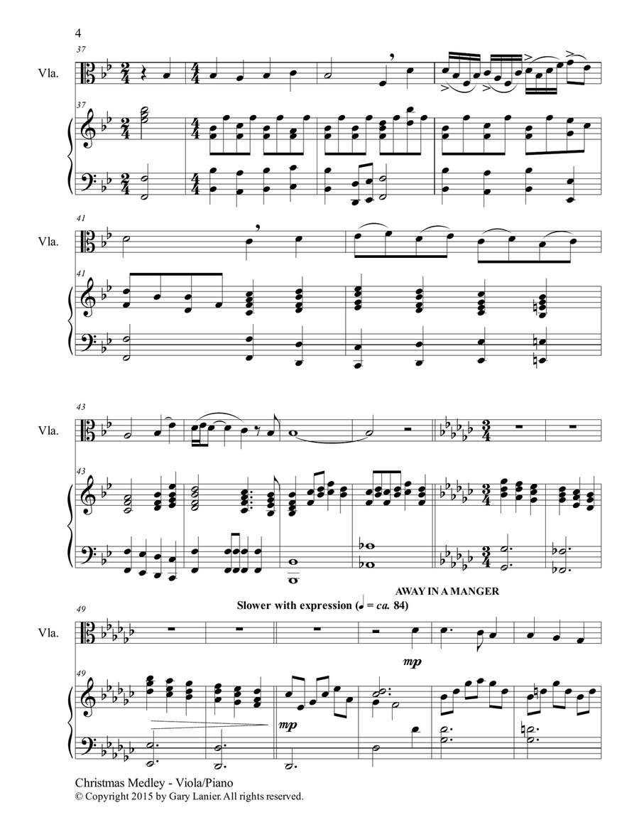 CHRISTMAS CAROL SUITE (Viola and Piano with Score & Parts) Piano scores gallery preview page 5