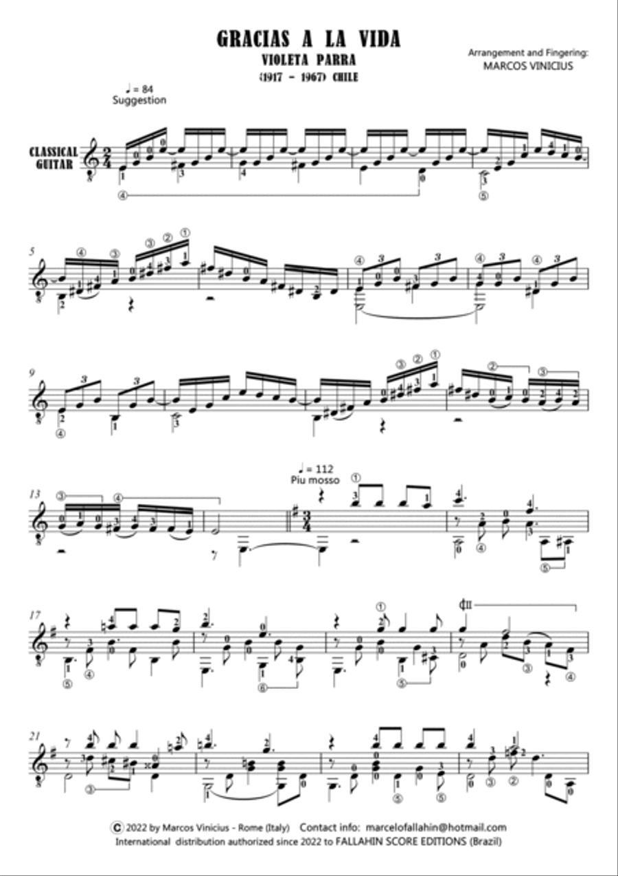 GRACIAS A LA VIDA - VIOLETA PARRA - FOR GUITAR SOLO Guitar Solo scores gallery preview page 2