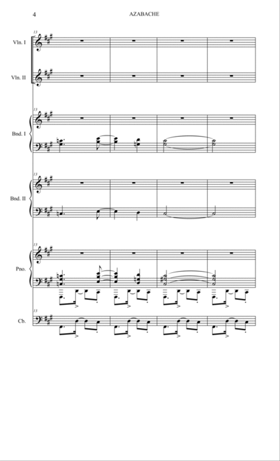 Azabache (Tango - Milonga/Candombe) for tango sextet - full score Score scores gallery preview page 4