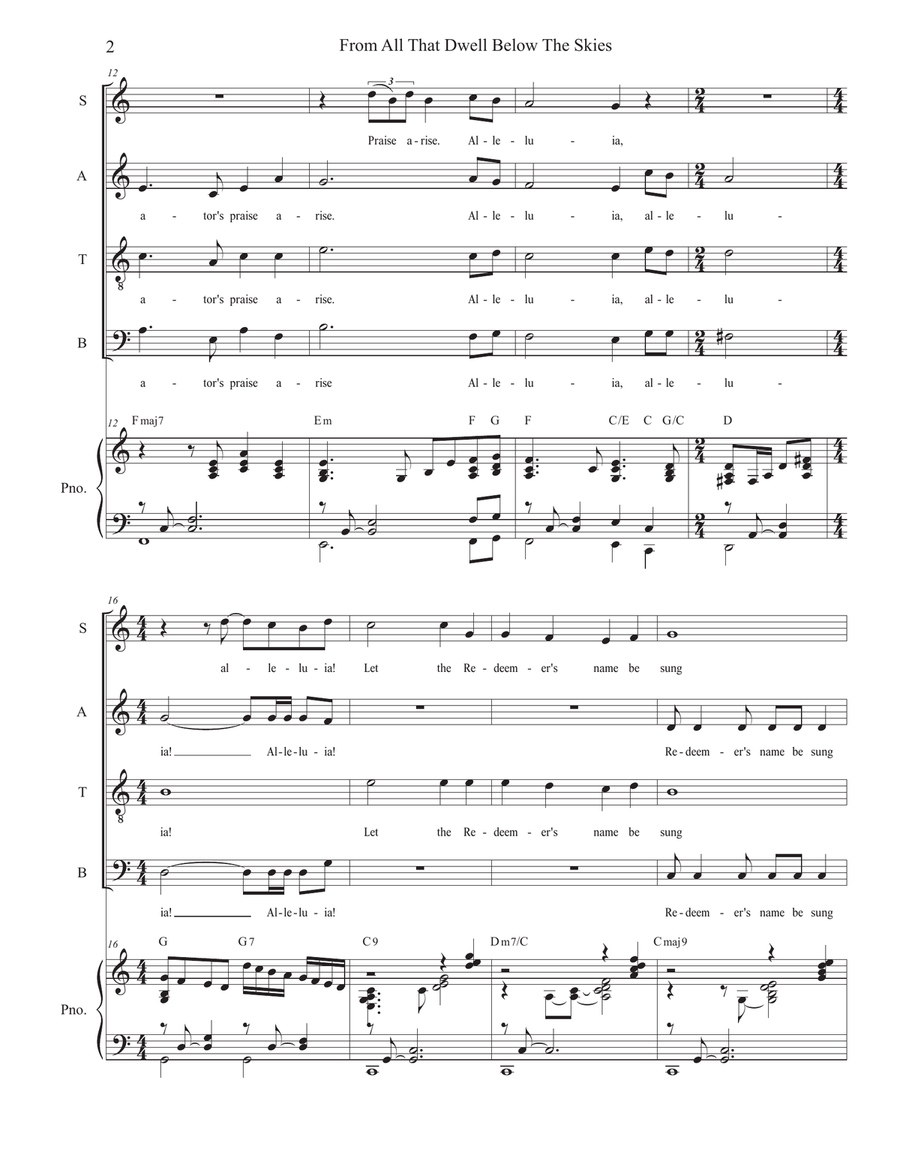 From All That Dwell Below The Skies (Vocal Quartet - (SATB) 4-Part scores gallery preview page 2