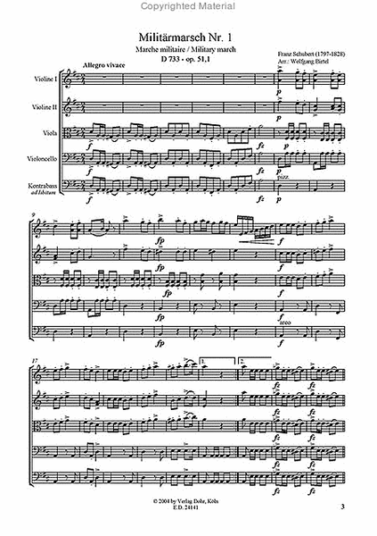 Marche militaire Nr. 1 op. 51 D 733 (für Streichquartett)
