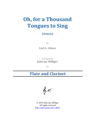 Book cover for Oh, for a Thousand Tongues to Sing for Flute and Clarinet